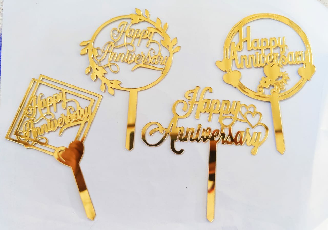 5" acrylic cake topperHappy anniversary100 pc mix design - Paper Fold