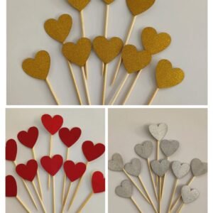 Glitter paper heart1 pack of 10 pc - bakecave